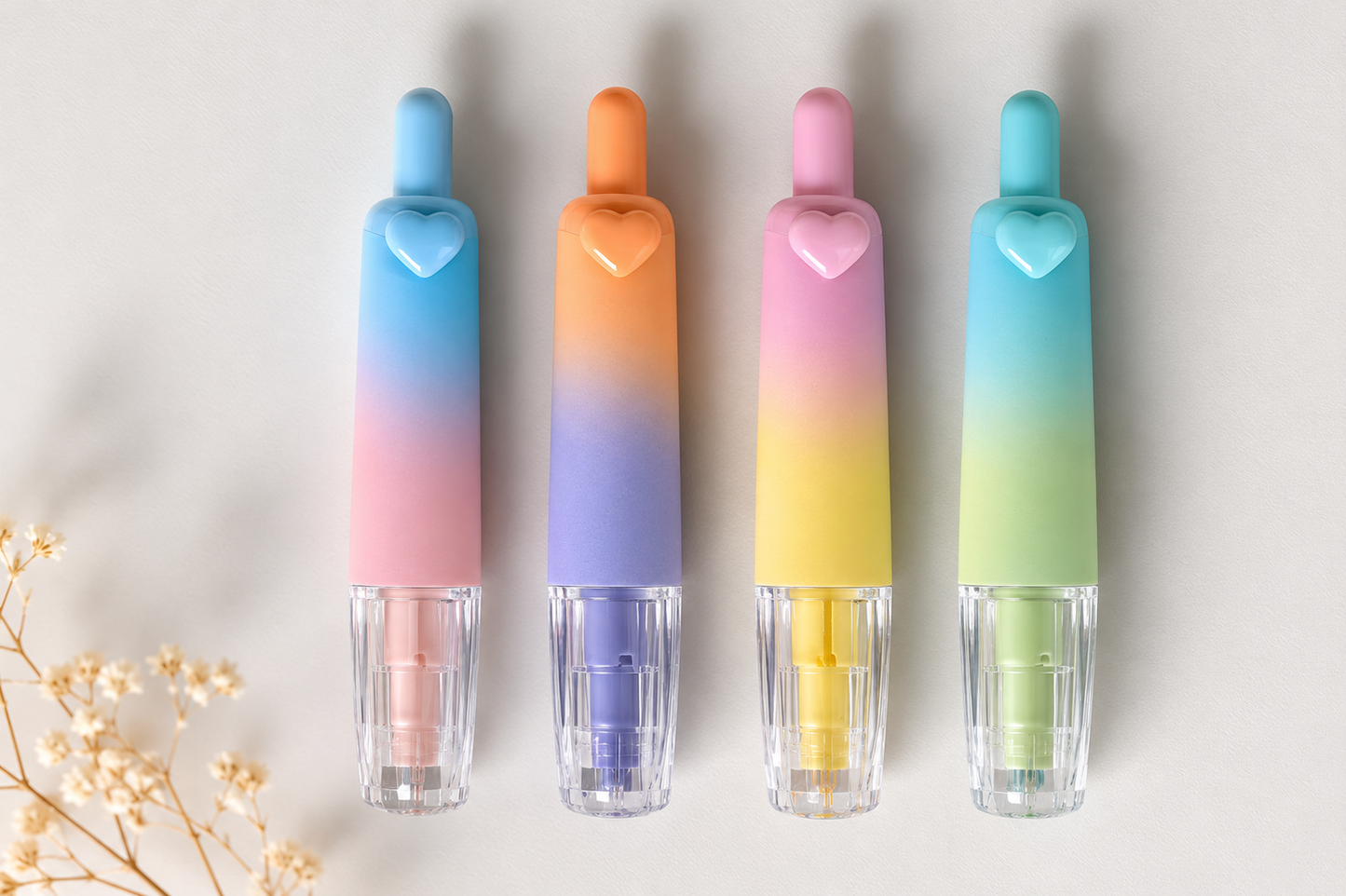 Pastel Heart dual-tone Highlighter Set – 4 Pack