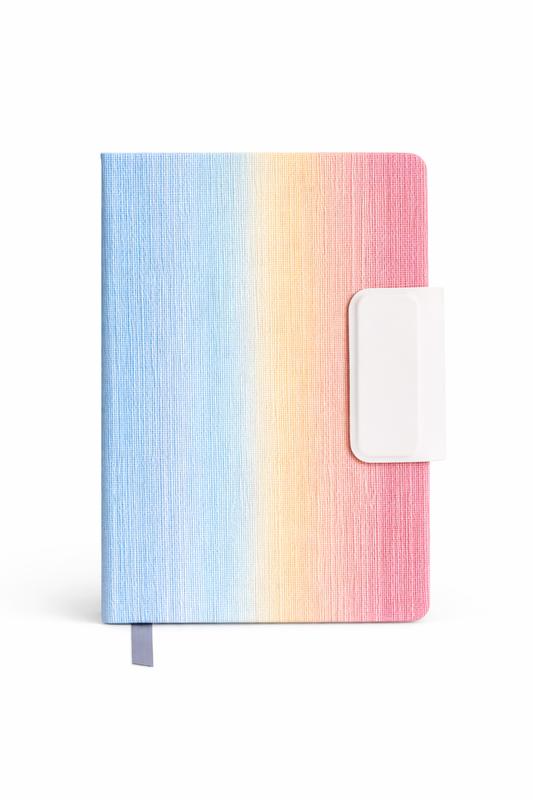 A5 Gradient Notebook with Magnetic Closure & Satin Ribbon Bookmark