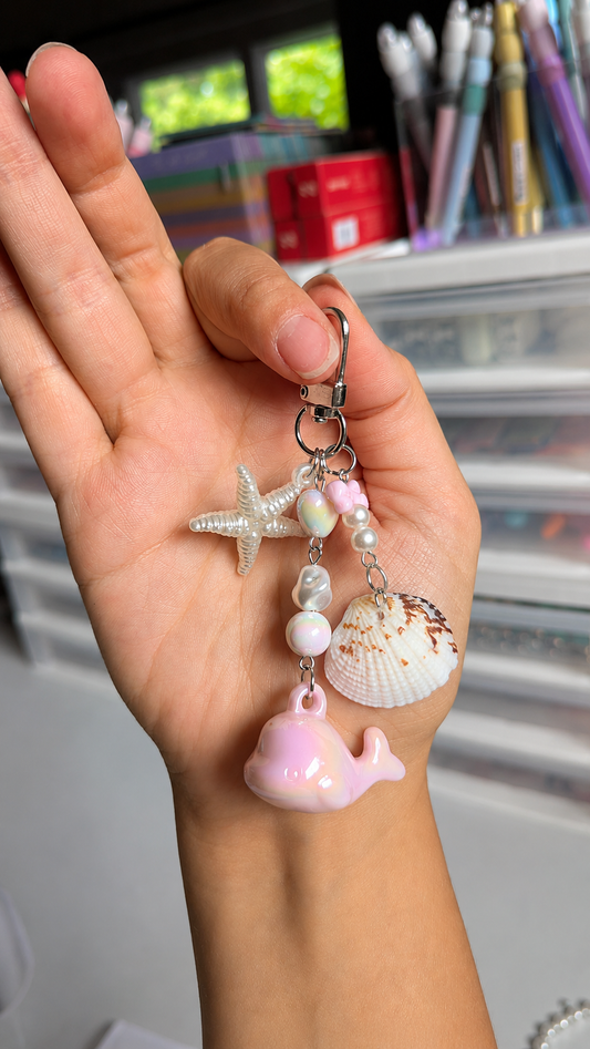 Pink Whale & Seashell Bookish Keychain 🐋