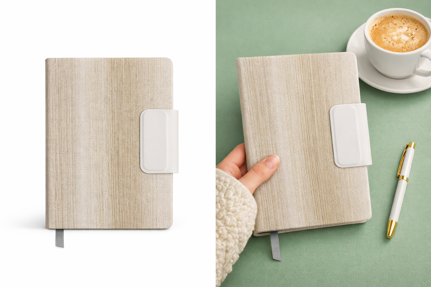A5 Gradient Notebook with Magnetic Closure & Satin Ribbon Bookmark