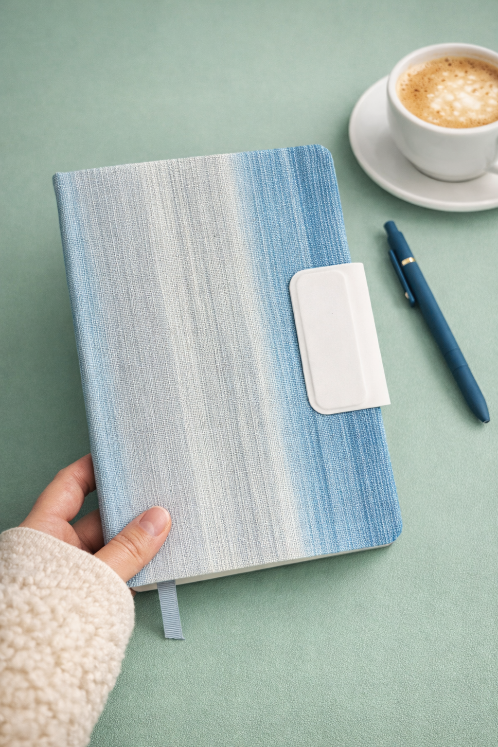 A5 Gradient Notebook with Magnetic Closure & Satin Ribbon Bookmark