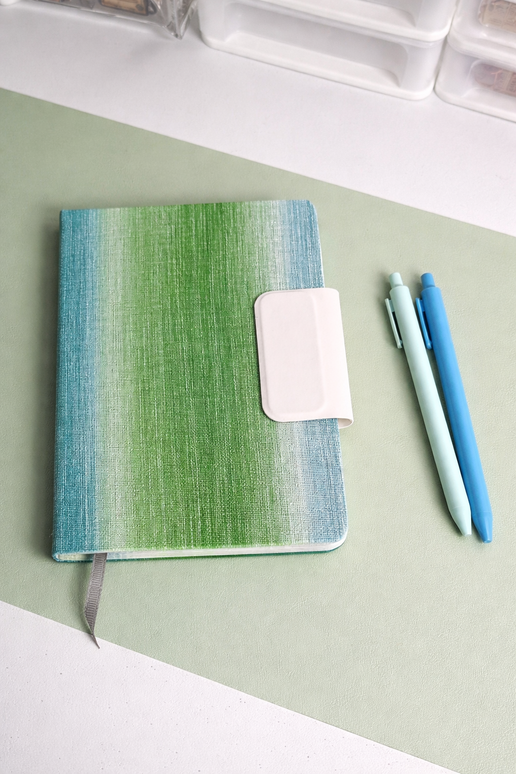 A5 Gradient Notebook with Magnetic Closure & Satin Ribbon Bookmark